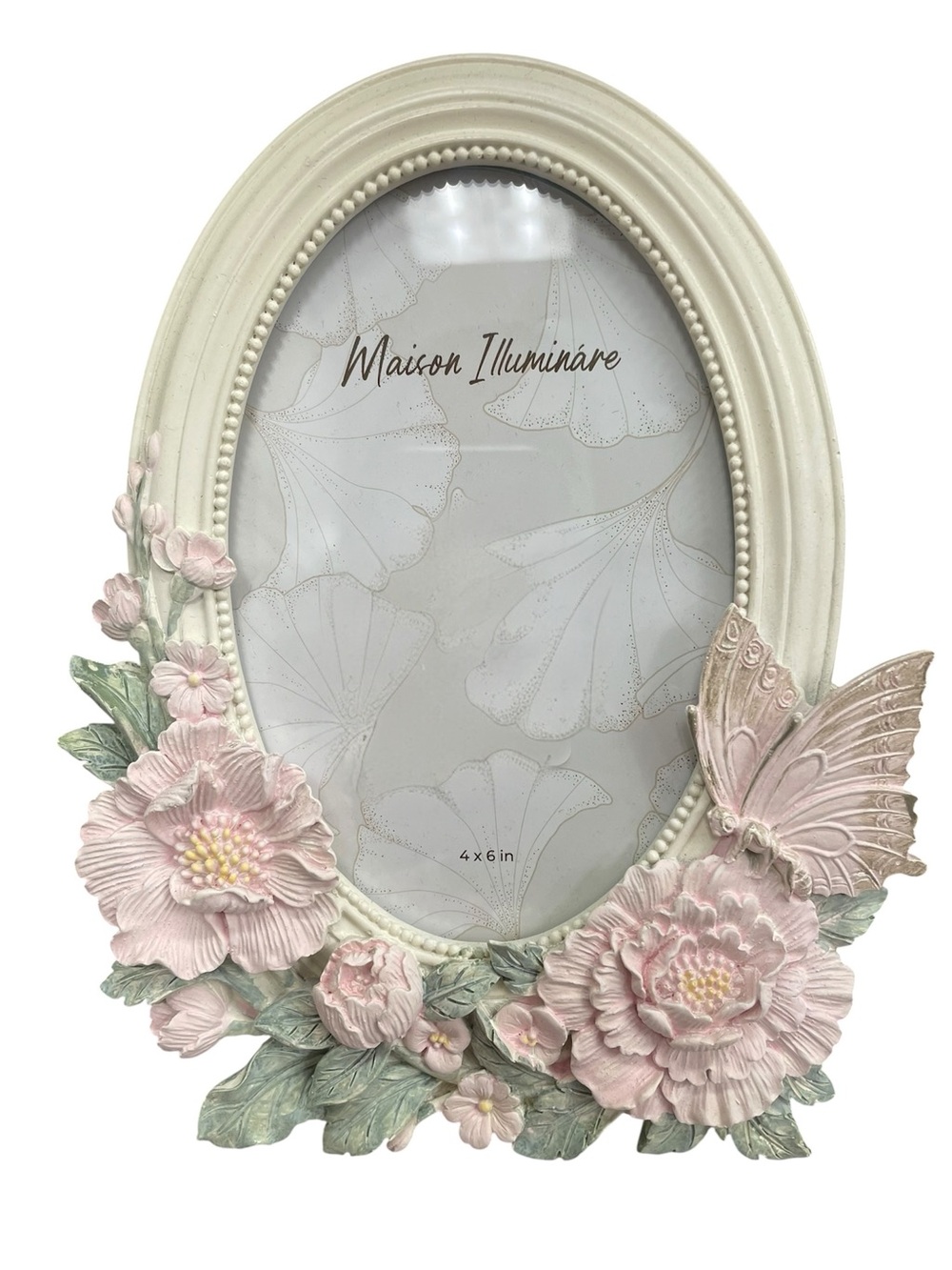 Maison Illuminare Pink Floral Butterfly Picture Frame - Fits 4x6 - Cottagecore